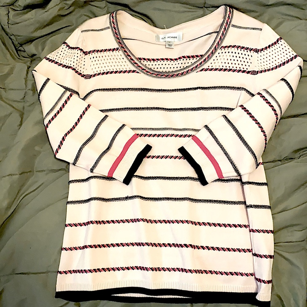 St. John knit sweater 3/4 sleeves light pink Sz Lg